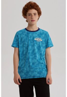 Polera Niño Full Print Y Estampado Menta