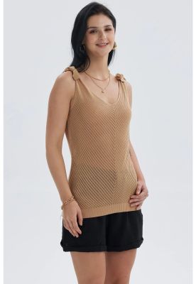 Imagen 2 del producto Polera Mujer Pabilo Con Nudo Camel