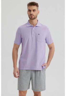 Polera Hombre Pique Básica Lisa Lila III