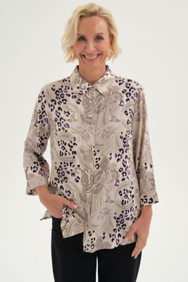 Blusa Mujer Abotonada Roll Up Beige