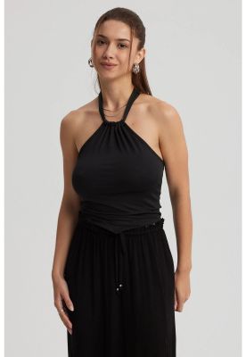 Polera Mujer Amarra Cuello Negro