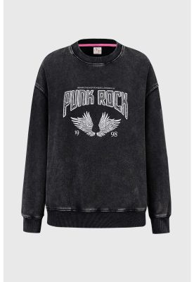 Polerón Niña Acid Wash Negro