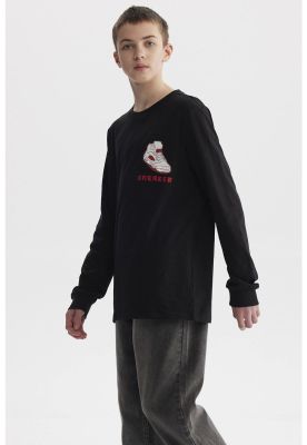 Imagen 2 del producto Polera Niño Teen Print Con Puño Negro