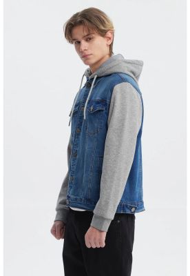 Imagen 2 del producto Chaqueta Hombre Denim Con Gorro Azul Claro