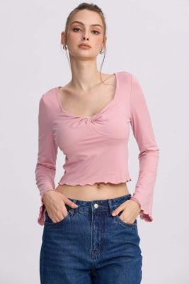 Polera Mujer Escote V Palo Rosa