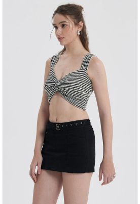 Imagen 2 del producto Polera Mujer Tejida Twist Negro / Blanco