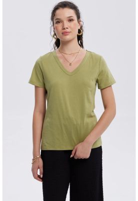 Polera Mujer Lisa Verde Musgo