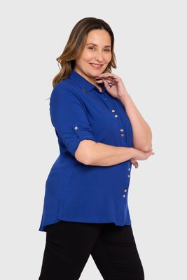 Imagen 2 del producto Blusa Mujer Abotonada Roll Up Azul