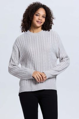 Sweater Mujer Trenzado Gris