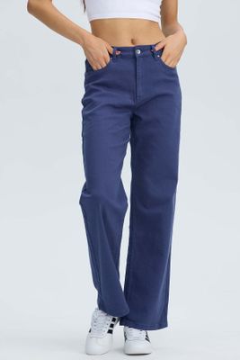 Jeans Mujer Calce Recto Azul Oscuro