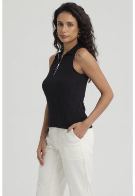 Imagen 2 del producto Polera Mujer Rib Medio Cierre Negro