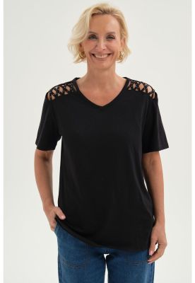 Polera Mujer Detalle Hombro Negro - ll