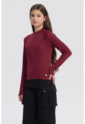 Imagen 2 del producto Polera Niña Cuello Alto Parcial Rojo