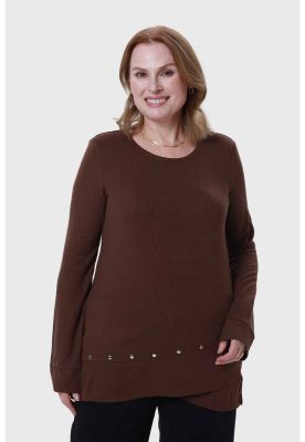 Polera Mujer Tejida Café