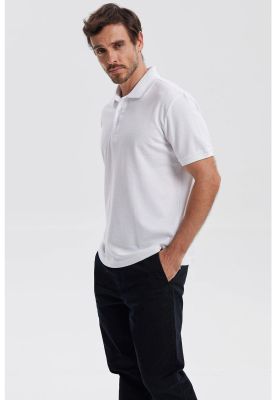 Imagen 2 del producto Polera Hombre Piqué Básica Lisa Blanco