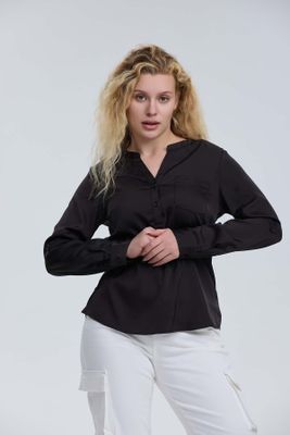 Blusa Mujer Satín Negro