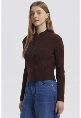 Imagen 2 del producto Sweater Mujer Cuello Con Cierre Café Oscuro