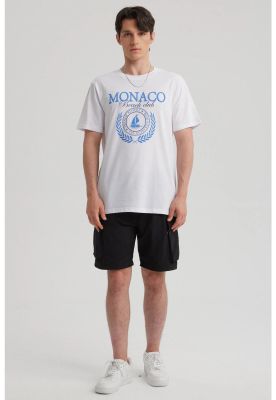 Polera Hombre Oversize Print Blanco