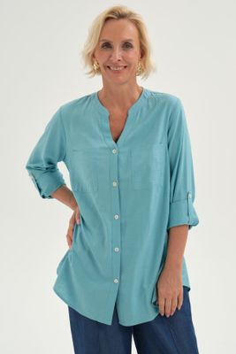 Imagen 1 del producto Blusa Mujer Roll Up Abotonada Celeste