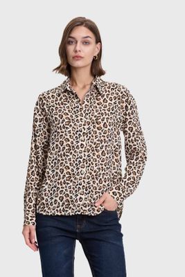 Blusa Mujer Animal Print Beige
