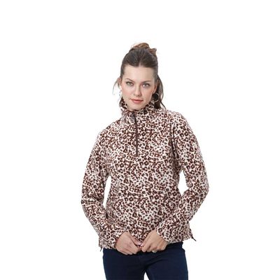 Polar Mujer Medio Cierre Estampado Cafe