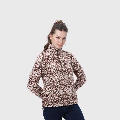 Imagen 2 del producto Polar Mujer Medio Cierre Estampado Cafe