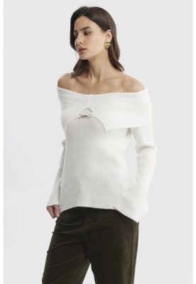 Imagen 2 del producto Sweater Mujer Ajustado Hombro Descubierto Crudo