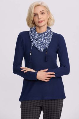 Sweater Mujer Con Pañuelo Azul
