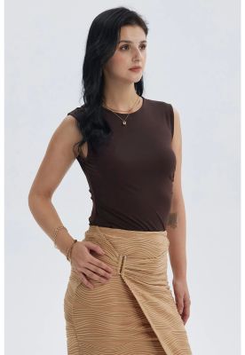 Imagen 2 del producto Polera Mujer Recogido Costado Chocolate