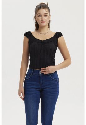 Imagen 2 del producto Polera Mujer Escote Corazón Espalda Amarra Negro