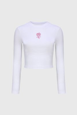 Polera Niña Rib Print Crudo