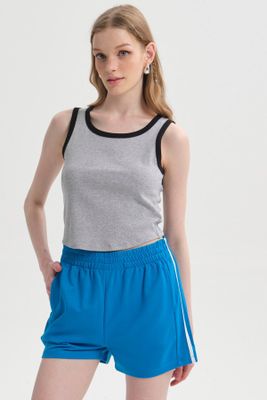 Peto Mujer Contraste Gris Melange