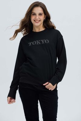 Polerón Mujer Print Posicional Negro