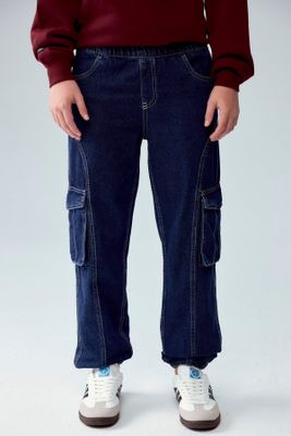 Jeans Niño Jogger Cargo Azul Oscuro
