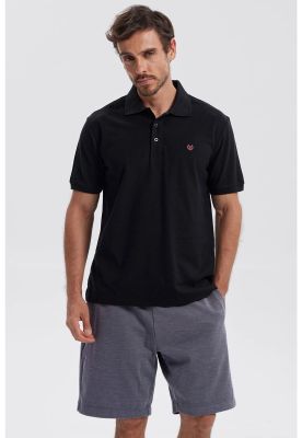 Polera Hombre Pique Básica Lisa Negro