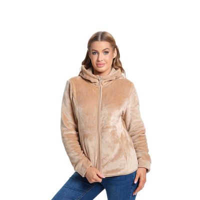 Polar Mujer Básico Full Zipper Beige Oscuro