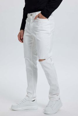 Imagen 2 del producto Jeans Hombre Slim Rotura Blanco