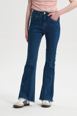 Jeans Mujer Flare Corte Azul