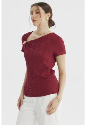 Imagen 2 del producto Polera Mujer Cuello Asimétrico Burdeo