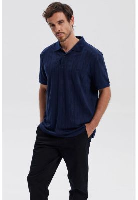 Imagen 2 del producto Polera Hombre Textura Azul Marino