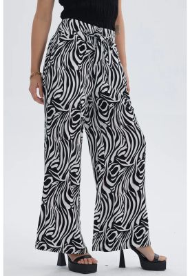 Imagen 2 del producto Pantalón Mujer Lazo Con Argolla Negro / Blanco