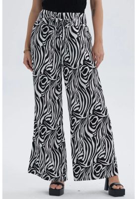 Pantalón Mujer Lazo Con Argolla Negro / Blanco