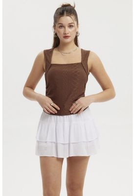 Imagen 2 del producto Polera Mujer Escote Cuadrado Recogido Café