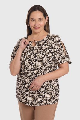Blusa Mujer Estampada Negro