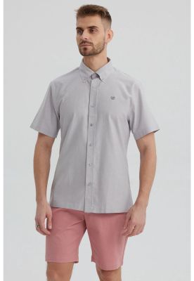 Camisa Hombre Oxford Con Logo Gris