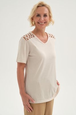 Imagen 2 del producto Polera Mujer Detalle Hombro Beige