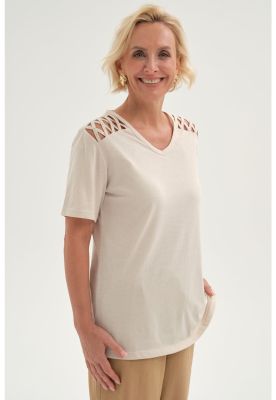 Imagen 2 del producto Polera Mujer Detalle Hombro Beige