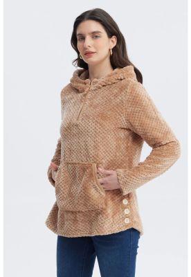 Imagen 2 del producto Polar Mujer Básico Aplicación Botón Beige Oscuro