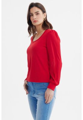 Imagen 2 del producto Polera Mujer Globo Escote Cuadrado Rojo