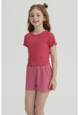 Imagen 2 del producto Polera Niña Lisa Textura Fucsia